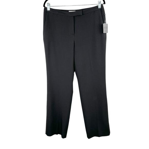 Kasper Black Stretch Crepe Straight Leg Mid-Rise Flat Front Trouser Pants 6 NWT - Picture 2 of 14